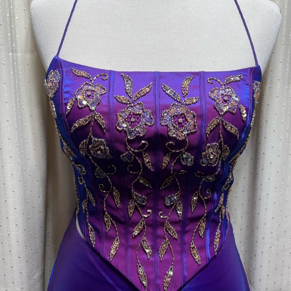 Purple and Blue Color Shift Two- Piece Le Gala Prom Dress - Picture 2 of 6